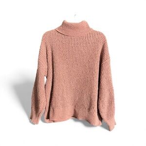 Berkley Jensen Cozy New England Chunky Knit Pink Turtleneck Sweater Size Large